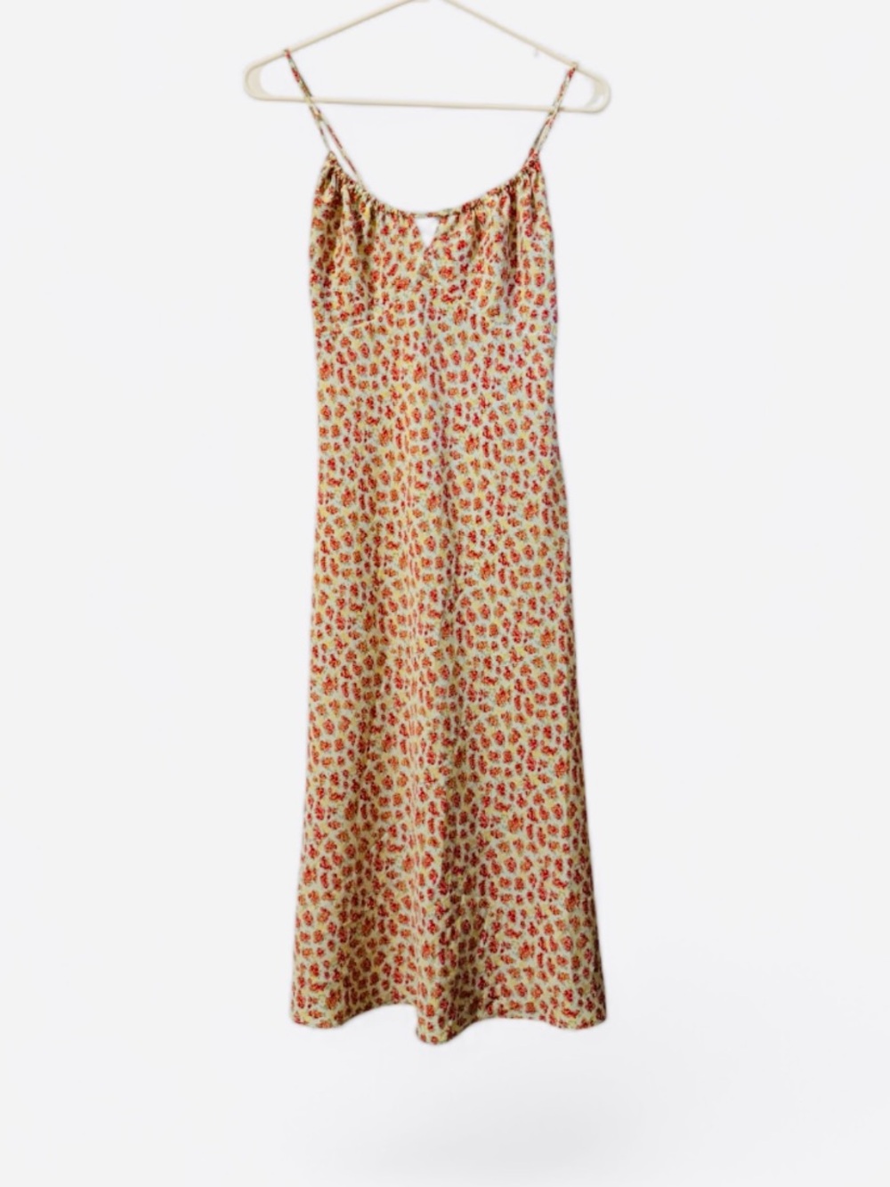 Express Vintage 90s Ditsy Floral Tie Back Slip Dress Midi 3/4 Lace Up Corset ✨